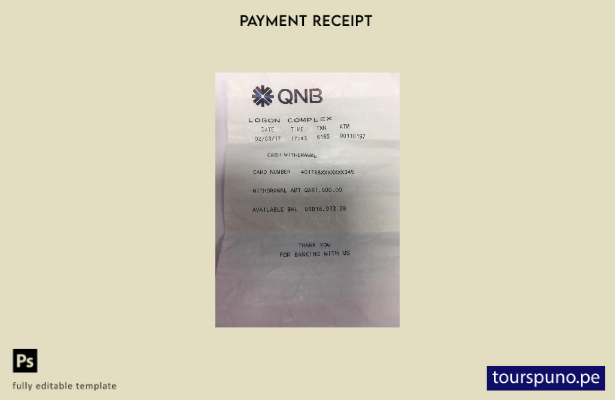 listo para imprimir plantilla de cheque de pago bancario Qnb
